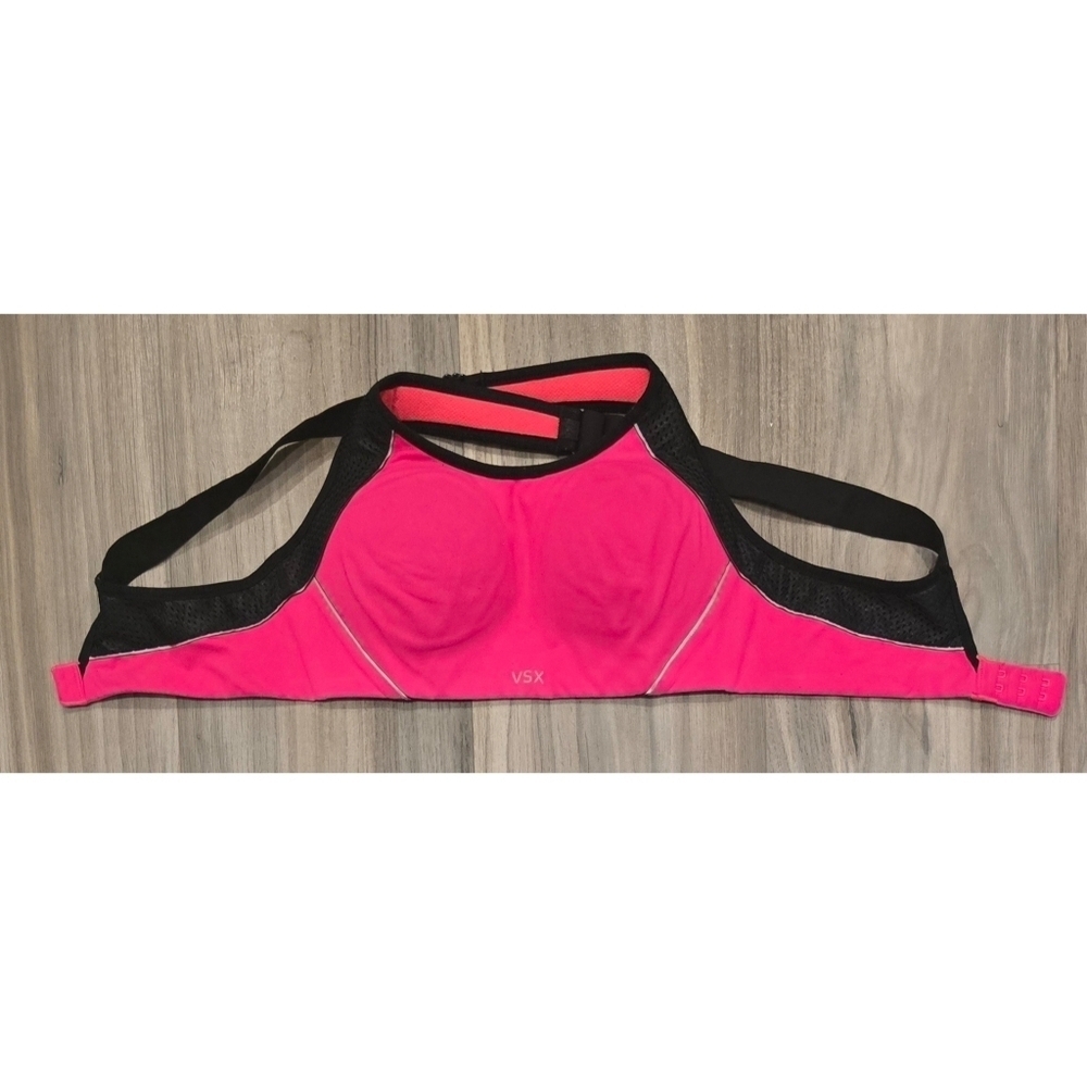 VSX Pink and Black Sports Bra with Racerback Design